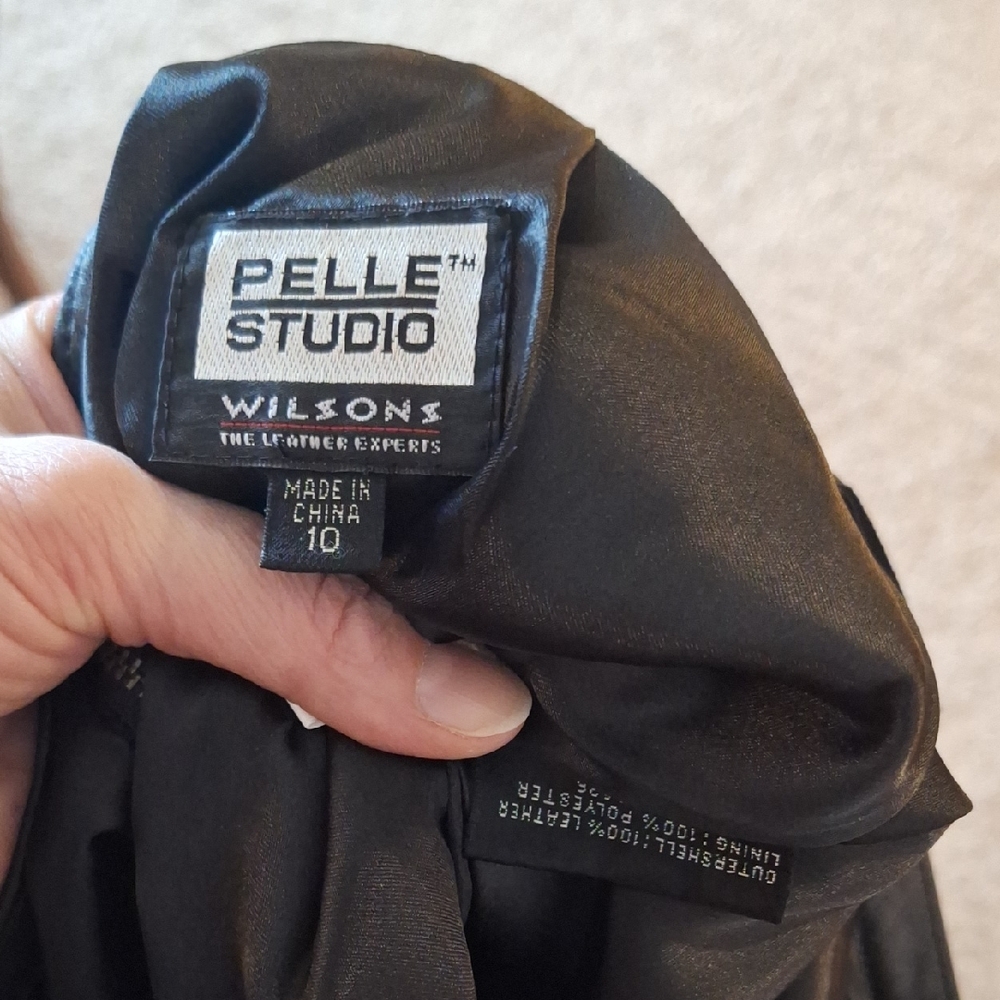 Vintage Pelle Studio x Wilsons Leather Black Leather Mini Skirt 10 Dark Academia - Picture 3 of 9